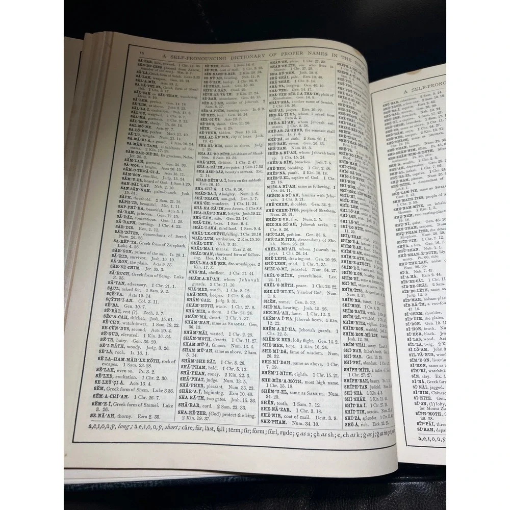 VTG Large Holy Bible Original Tongues Family Embossed Art Deco Cross Gold Trim